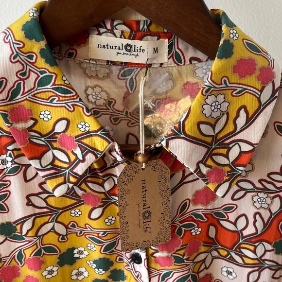 NATURAL LIFE Multicolor Floral Long Sleeve Dress—NWT size M - Picture 2 of 6